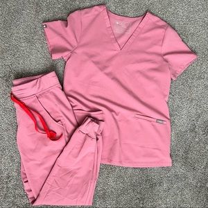 Chalk Pink Figs Scrubs Set XS Top XS P joggers